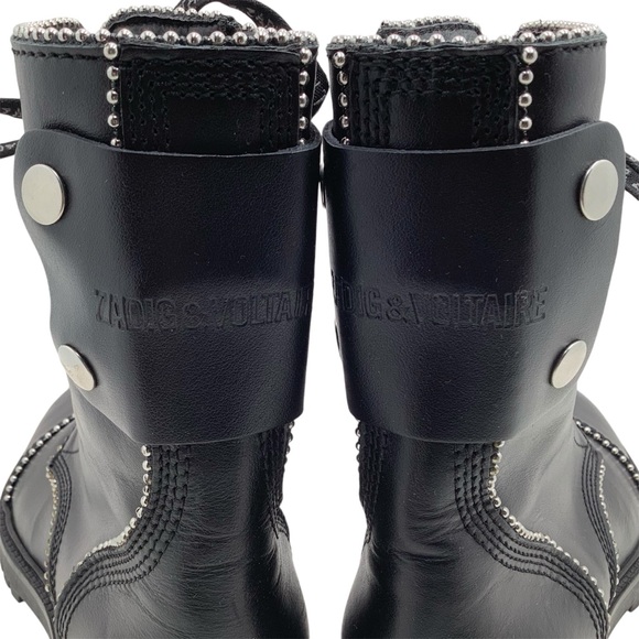 {Zadig & Voltaire} Women's Joe Round Toe Smooth Low-Heel Combat Boots - Picture 5 of 16